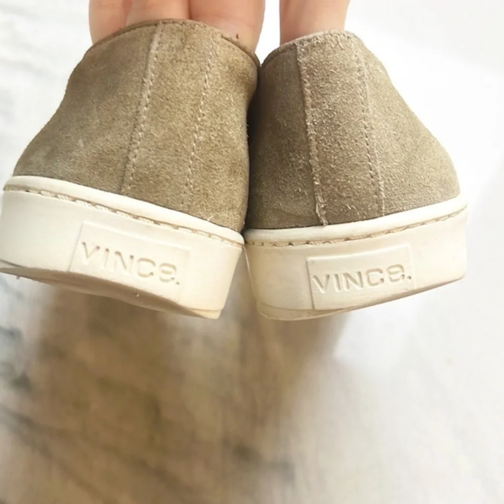 Vince Warren Platform Slip-On Sneakers Taupe Suede size 7